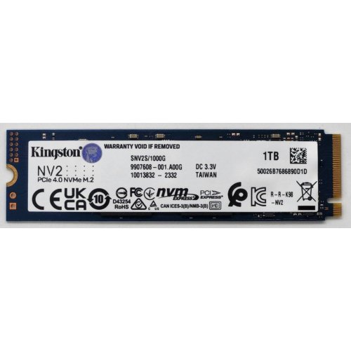Ssd-диск Kingston NV2 3D NAND 1TB M.2 (2280 PCI-E) NVMe x4 (SNV2S/1000G) (Відновлено продавцем, 842454) купити в Україні: Київ, Львів, Хмельницький, Тернопіль, Івано-Франківськ | Перевірка сумісності, низька ціна, відгуки, характеристики від TELEMART фото