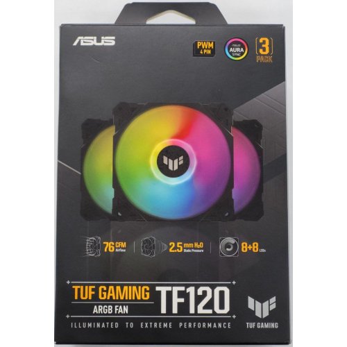 Набор кулеров для корпуса Asus TUF Gaming TF120 ARGB Triple Fan Kit (90DA0030-B09030) Black (Восстановлено продавцом, 842473) купить в Украине: Киев, Днепр, Харьков, Одесса  | Проверка совместимости, низкая цена, отзывы, характеристики от TELEMART фото