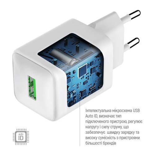 Сетевое зарядное устройство ColorWay V2 USB 18W (CW-CHS063Q-WT) White купить в Украине: Киев, Днепр, Харьков, Одесса  | Низкая цена, отзывы, характеристики от TELEMART фото