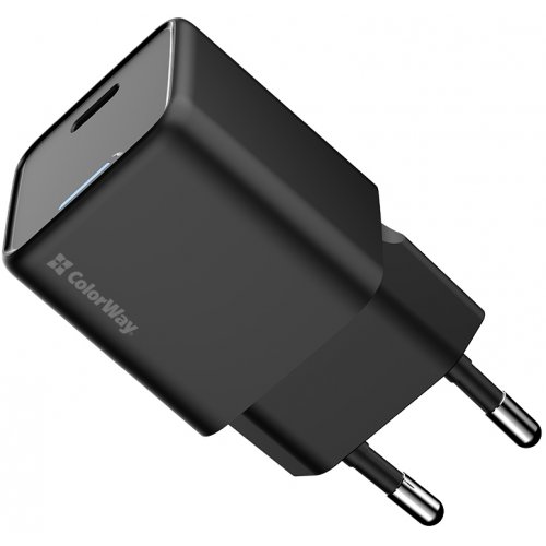 Мережевий зарядний пристрій ColorWay GaN Mini USB Type-C 25W (CW-CHS052PD-BK) Black купити в Україні: Київ, Львів, Хмельницький, Тернопіль, Івано-Франківськ | Низька ціна, відгуки, характеристики від TELEMART фото