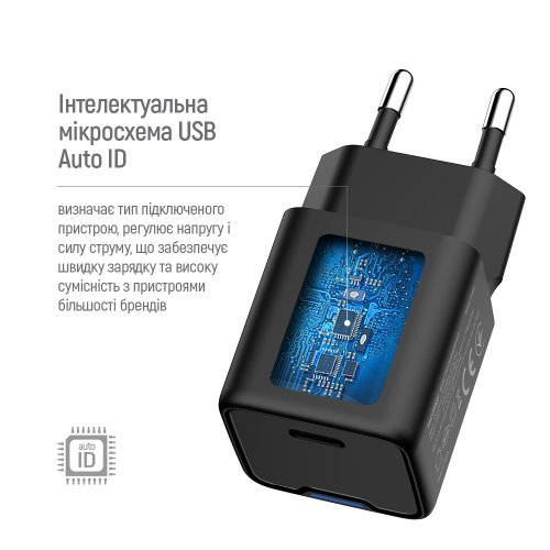 Мережевий зарядний пристрій ColorWay GaN Mini USB Type-C 25W (CW-CHS052PD-BK) Black купити в Україні: Київ, Львів, Хмельницький, Тернопіль, Івано-Франківськ | Низька ціна, відгуки, характеристики від TELEMART фото