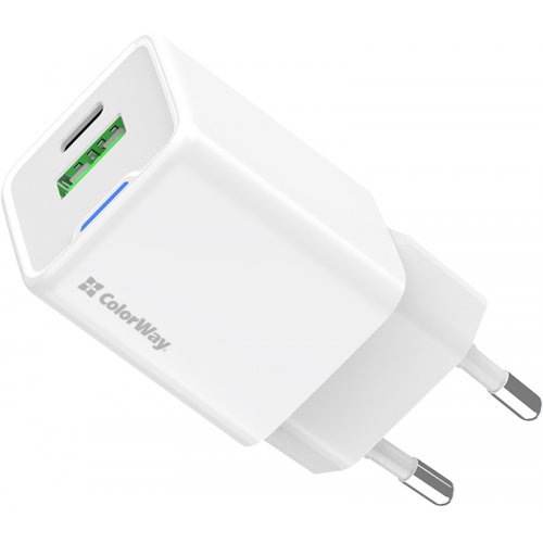 Мережевий зарядний пристрій ColorWay GaN Mini USB + USB Type-C 30W (CW-CHS053PD-WT) White купити в Україні: Київ, Львів, Хмельницький, Тернопіль, Івано-Франківськ | Низька ціна, відгуки, характеристики від TELEMART фото