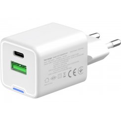 Сетевое зарядное устройство ColorWay GaN Mini USB + USB Type-C 35W (CW-CHS055PD-WT) White