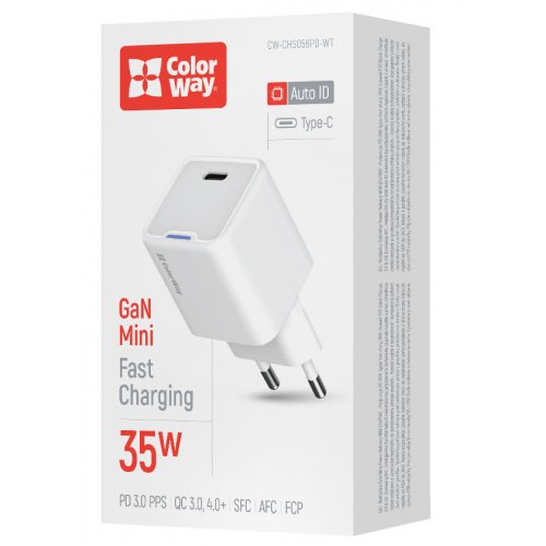 Photo ColorWay GaN Mini USB Type-C 35W (CW-CHS056PD-WT) White