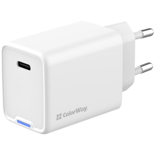 Мережевий зарядний пристрій ColorWay GaN Mini USB Type-C 45W (CW-CHS057PD-WT) White купити в Україні: Київ, Львів, Хмельницький, Тернопіль, Івано-Франківськ | Низька ціна, відгуки, характеристики від TELEMART фото