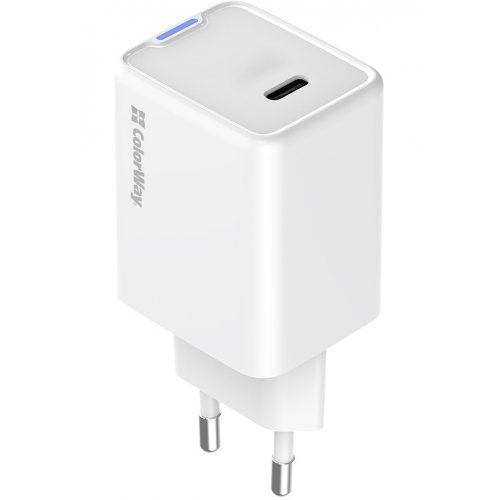 Мережевий зарядний пристрій ColorWay GaN Mini USB Type-C 45W (CW-CHS057PD-WT) White купити в Україні: Київ, Львів, Хмельницький, Тернопіль, Івано-Франківськ | Низька ціна, відгуки, характеристики від TELEMART фото