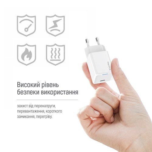 Мережевий зарядний пристрій ColorWay GaN Mini USB Type-C 45W (CW-CHS057PD-WT) White купити в Україні: Київ, Львів, Хмельницький, Тернопіль, Івано-Франківськ | Низька ціна, відгуки, характеристики від TELEMART фото