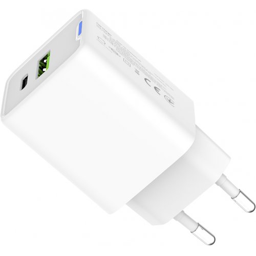 Мережевий зарядний пристрій ColorWay GaN Mini USB + USB Type-C 45W (CW-CHS060PD-WT) White купити в Україні: Київ, Львів, Хмельницький, Тернопіль, Івано-Франківськ | Низька ціна, відгуки, характеристики від TELEMART фото