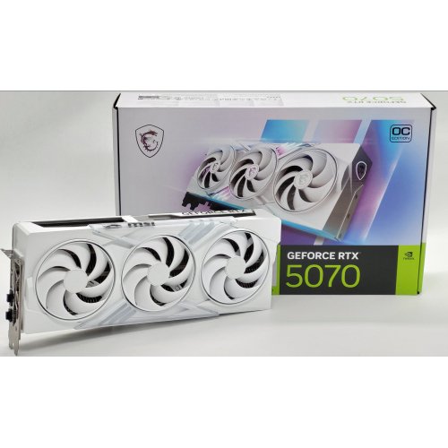 Видеокарта MSI GeForce RTX 5070 GAMING TRIO OC WHITE 12288MB (RTX 5070 12G GAMING TRIO OC WHITE) (Восстановлено продавцом, 842544) купить в Украине: Киев, Днепр, Харьков, Одесса  | Проверка совместимости, низкая цена, отзывы, характеристики от TELEMART фото