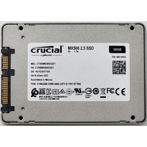 Ssd-диск Crucial MX500 TLC 500GB 2.5" (CT500MX500SSD1) (Відновлено продавцем, 842587) купити в Україні: Київ, Львів, Хмельницький, Тернопіль, Івано-Франківськ | Перевірка сумісності, низька ціна, відгуки, характеристики від TELEMART фото