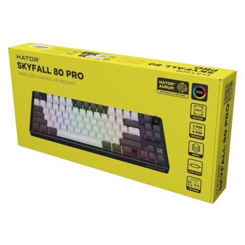 Уценка клавиатура HATOR Skyfall 80 Pro Aurum Vanila Silent Wireless (HTK4180UA) Grey/Black (Вскрытая упаковка, 842726) купить в Украине: Киев, Днепр, Харьков, Одесса  | Низкая цена, отзывы, характеристики от TELEMART фото