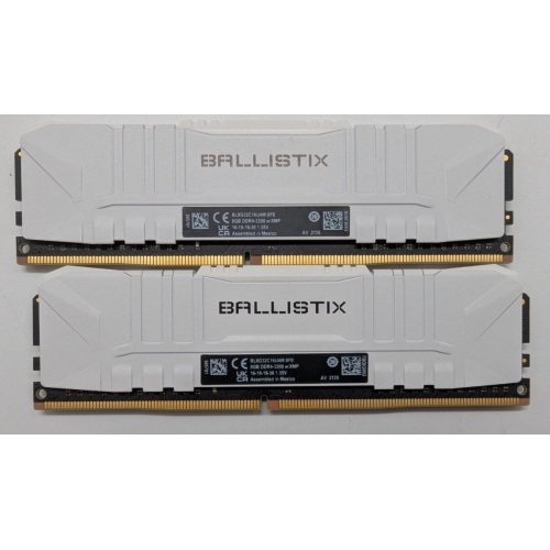 Озп Crucial DDR4 16GB (2x8GB) 3200Mhz Ballistix White (BL2K8G32C16U4W) (Відновлено продавцем, 842732) купити в Україні: Київ, Львів, Хмельницький, Тернопіль, Івано-Франківськ | Перевірка сумісності, низька ціна, відгуки, характеристики від TELEMART фото