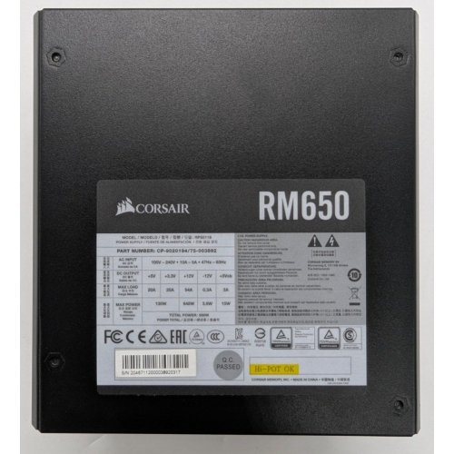 Блок живлення Corsair RM650 650W (CP-9020194-EU) (Відновлено продавцем, 842741) купити в Україні: Київ, Львів, Хмельницький, Тернопіль, Івано-Франківськ | Перевірка сумісності, низька ціна, відгуки, характеристики від TELEMART фото