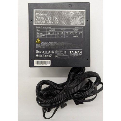Блок живлення Zalman TX 600W (ZM600-TX) (Відновлено продавцем, 842766) купити в Україні: Київ, Львів, Хмельницький, Тернопіль, Івано-Франківськ | Перевірка сумісності, низька ціна, відгуки, характеристики від TELEMART фото