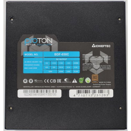 Блок питания CHIEFTEC Proton 650W (BDF-650C) (Восстановлено продавцом, 842805) купить в Украине: Киев, Днепр, Харьков, Одесса  | Проверка совместимости, низкая цена, отзывы, характеристики от TELEMART фото