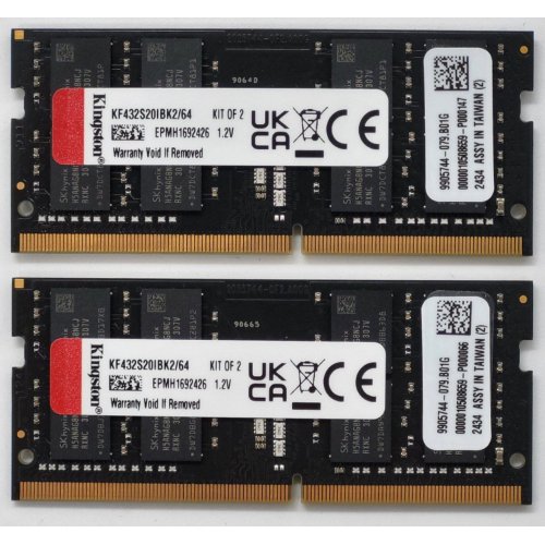 Озп Kingston SODIMM DDR4 64GB (2x32GB) 3200Mhz FURY Impact Black (KF432S20IBK2/64) (Відновлено продавцем, 842876) купити в Україні: Київ, Львів, Хмельницький, Тернопіль, Івано-Франківськ | Перевірка сумісності, низька ціна, відгуки, характеристики від TELEMART фото
