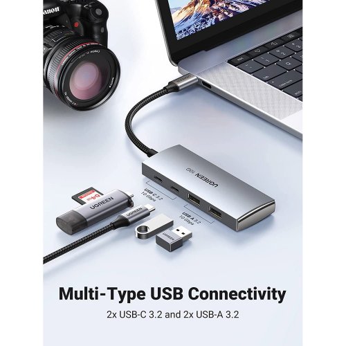 Уцінка usb-хаб Ugreen CM480 Type-C 4 in 1 (30758) Space Grey (Розкрита упаковка, 842887) купити в Україні: Київ, Львів, Хмельницький, Тернопіль, Івано-Франківськ | Низька ціна, відгуки, характеристики від TELEMART фото
