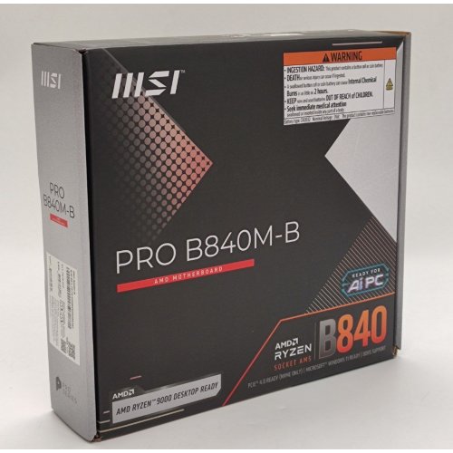 Материнська плата MSI PRO B840M-B (sAM5, AMD B840) (Відновлено продавцем, 843138) купити в Україні: Київ, Львів, Хмельницький, Тернопіль, Івано-Франківськ | Перевірка сумісності, низька ціна, відгуки, характеристики від TELEMART фото