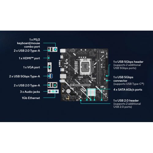 Материнська плата Asus PRIME H810M-K (s1851, Intel H810) купити в Україні: Київ, Львів, Хмельницький, Тернопіль, Івано-Франківськ | Перевірка сумісності, низька ціна, відгуки, характеристики від TELEMART фото