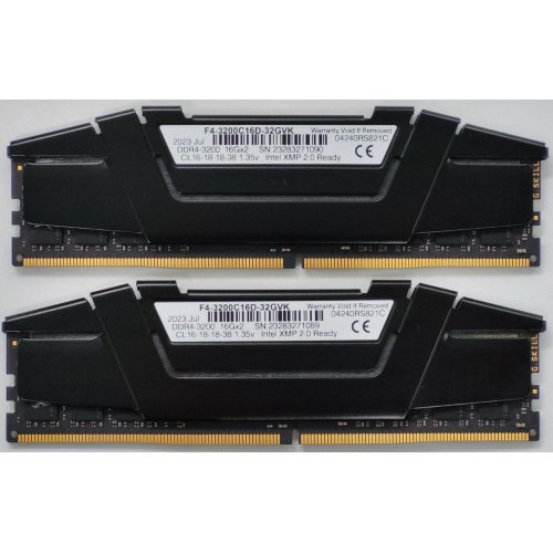 Озп G.Skill DDR4 32GB (2x16GB) 3200Mhz Ripjaws V (F4-3200C16D-32GVK) (Відновлено продавцем, 843219) купити в Україні: Київ, Львів, Хмельницький, Тернопіль, Івано-Франківськ | Перевірка сумісності, низька ціна, відгуки, характеристики від TELEMART фото