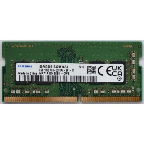 Озп Samsung SODIMM DDR4 8GB 3200Mhz (M471A1K43EB1-CWE) OEM (Відновлено продавцем, 843257) купити в Україні: Київ, Львів, Хмельницький, Тернопіль, Івано-Франківськ | Перевірка сумісності, низька ціна, відгуки, характеристики від TELEMART фото