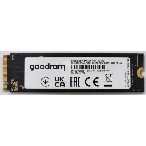 Ssd-диск GoodRAM PX500 G.2 3D NAND 1TB M.2 (2280 PCI-E) NVMe x4 (SSDPR-PX500-01T-80-G2) (Відновлено продавцем, 843418) купити в Україні: Київ, Львів, Хмельницький, Тернопіль, Івано-Франківськ | Перевірка сумісності, низька ціна, відгуки, характеристики від TELEMART фото