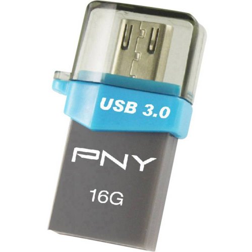Накопитель PNY Duo-Link OU3 16GB OTG USB 3.0 Black (FDI16GOTGOU3G-EF) купить в Украине | Telemart фото