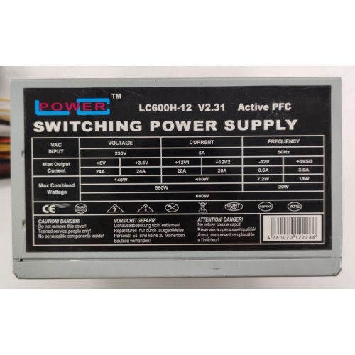 Блок питания LC-Power V2.31 600W (LC600H-12) (Восстановлено продавцом, 844089) купить в Украине: Киев, Днепр, Харьков, Одесса  | Проверка совместимости, низкая цена, отзывы, характеристики от TELEMART фото