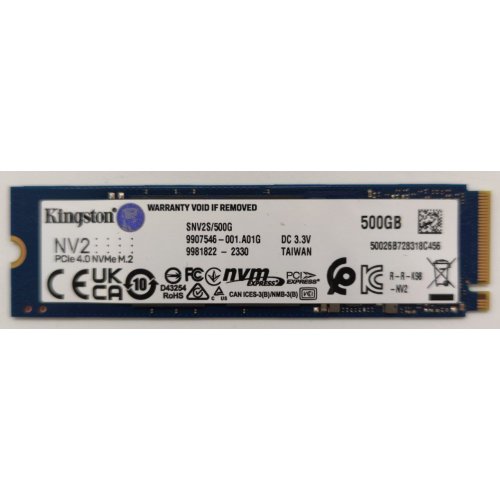 Ssd-диск Kingston NV2 3D NAND 500GB M.2 (2280 PCI-E) NVMe x4 (SNV2S/500G) (Восстановлено продавцом, 844090) купить в Украине: Киев, Днепр, Харьков, Одесса  | Проверка совместимости, низкая цена, отзывы, характеристики от TELEMART фото