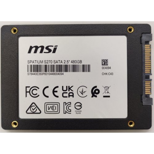 Ssd-диск MSI SPATIUM S270 3D NAND 480GB SATA 2.5" (S78-440E350-P83) (Восстановлено продавцом, 844091) купить в Украине: Киев, Днепр, Харьков, Одесса  | Проверка совместимости, низкая цена, отзывы, характеристики от TELEMART фото