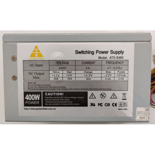 Блок питания Golden Field ATX-S460 460W (Восстановлено продавцом, 844103) купить в Украине: Киев, Днепр, Харьков, Одесса  | Проверка совместимости, низкая цена, отзывы, характеристики от TELEMART фото