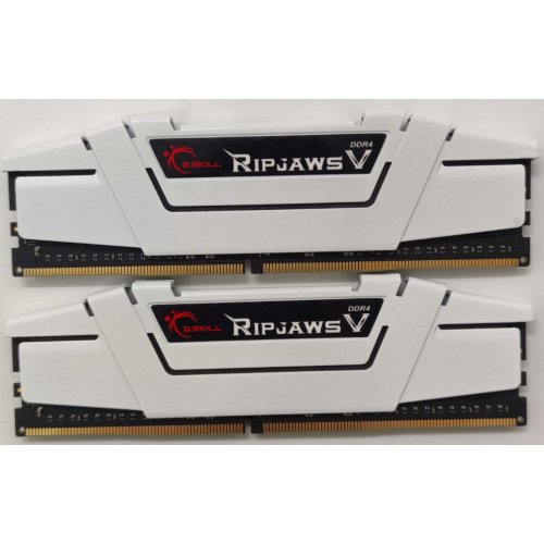 Озп G.Skill DDR4 32GB (2x16GB) 3600Mhz Ripjaws V White (F4-3600C18D-32GVW) (Відновлено продавцем, 844107) купити в Україні: Київ, Львів, Хмельницький, Тернопіль, Івано-Франківськ | Перевірка сумісності, низька ціна, відгуки, характеристики від TELEMART фото