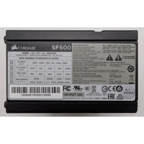 Блок живлення Corsair SF600 600W (CP-9020105) (Відновлено продавцем, 844155) купити в Україні: Київ, Львів, Хмельницький, Тернопіль, Івано-Франківськ | Перевірка сумісності, низька ціна, відгуки, характеристики від TELEMART фото