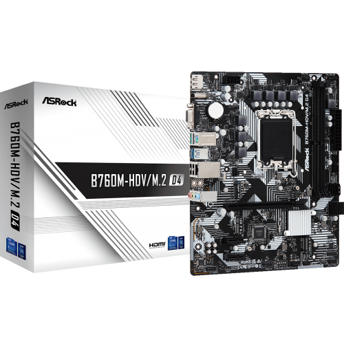 Материнская плата AsRock B760M-HDV/M.2 D4 (s1700, Intel B760) (Восстановлено продавцом, 844188) купить в Украине: Киев, Днепр, Харьков, Одесса  | Проверка совместимости, низкая цена, отзывы, характеристики от TELEMART фото