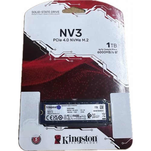 Уценка ssd-диск Kingston NV3 3D NAND 1TB M.2 (2280 PCI-E) NVMe x4 (SNV3S/1000G) (Вскрытая упаковка, 844228) купить в Украине: Киев, Днепр, Харьков, Одесса  | Проверка совместимости, низкая цена, отзывы, характеристики от TELEMART фото