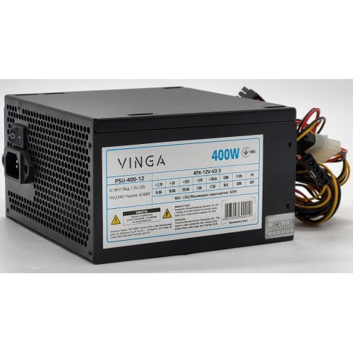 Блок живлення Vinga 400W (PSU-400-12 black) (Відновлено продавцем, 844517) купити в Україні: Київ, Львів, Хмельницький, Тернопіль, Івано-Франківськ | Перевірка сумісності, низька ціна, відгуки, характеристики від TELEMART фото