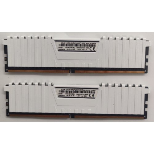 Озп Corsair DDR4 16GB (2x8GB) 2666Mhz Vengeance LPX White (CMK16GX4M2A2666C16W) (Відновлено продавцем, 844585) купити в Україні: Київ, Львів, Хмельницький, Тернопіль, Івано-Франківськ | Перевірка сумісності, низька ціна, відгуки, характеристики від TELEMART фото