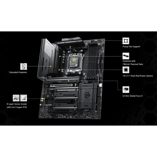 Материнська плата MSI MAG B850 TOMAHAWK MAX WIFI II (sAM5, AMD B850) купити в Україні: Київ, Львів, Хмельницький, Тернопіль, Івано-Франківськ | Перевірка сумісності, низька ціна, відгуки, характеристики від TELEMART фото