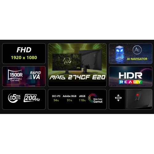 Монитор MSI 27" MAG 274CF E20 Black купить в Украине: Киев, Днепр, Харьков, Одесса  | Низкая цена, отзывы, характеристики от TELEMART фото