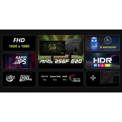 Монитор MSI 24.5" MAG 256F E20 Black купить в Украине: Киев, Днепр, Харьков, Одесса  | Низкая цена, отзывы, характеристики от TELEMART фото