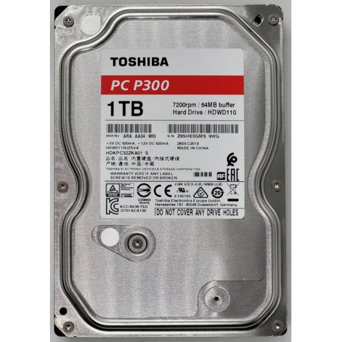 Жесткий диск Toshiba P300 1TB 64MB 7200RPM 3.5" (HDWD110UZSVA) (Восстановлено продавцом, 845256) купить в Украине: Киев, Днепр, Харьков, Одесса  | Проверка совместимости, низкая цена, отзывы, характеристики от TELEMART фото