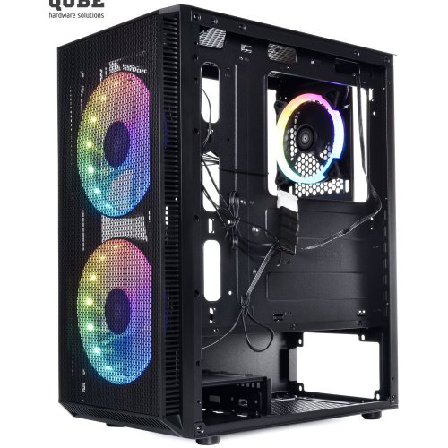 Корпус QUBE Neptune ARGB Tempered Glass без БП (QB07N_FCNU3) Black (Відновлено продавцем, 845271) купити в Україні: Київ, Львів, Хмельницький, Тернопіль, Івано-Франківськ | Перевірка сумісності, низька ціна, відгуки, характеристики від TELEMART фото