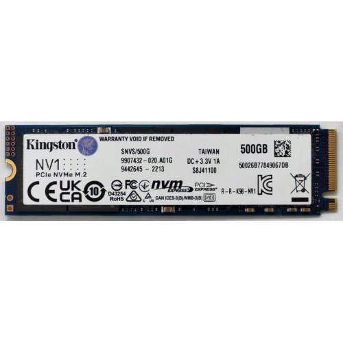 Ssd-диск Kingston NV1 500GB M.2 (2280 PCI-E) NVMe x4 (SNVS/500G) (Восстановлено продавцом, 845362) купить в Украине: Киев, Днепр, Харьков, Одесса  | Проверка совместимости, низкая цена, отзывы, характеристики от TELEMART фото