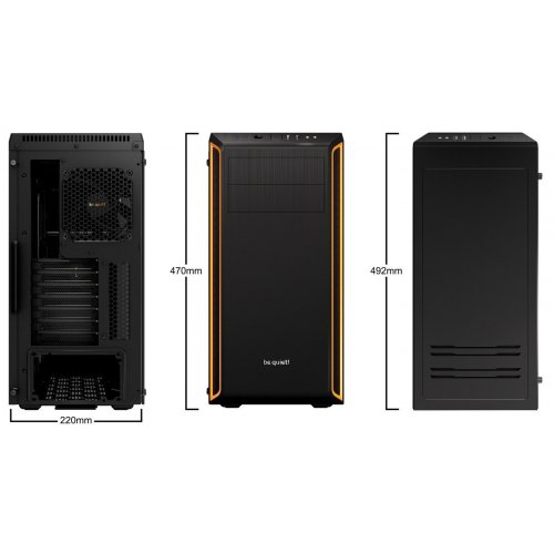 Корпус Be Quiet! Pure Base 600 Tempered Glass без БП (BGW20) Black/Orange (Восстановлено продавцом, 845551) купить в Украине: Киев, Днепр, Харьков, Одесса  | Проверка совместимости, низкая цена, отзывы, характеристики от TELEMART фото