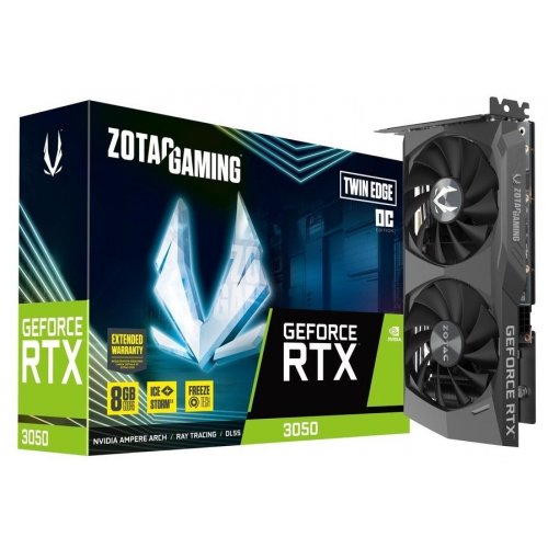 Відеокарта Zotac GAMING GeForce RTX 3050 Twin Edge OC 8192MB (ZT-A30500H-10M) (Відновлено продавцем, 845574) купити в Україні: Київ, Львів, Хмельницький, Тернопіль, Івано-Франківськ | Перевірка сумісності, низька ціна, відгуки, характеристики від TELEMART фото