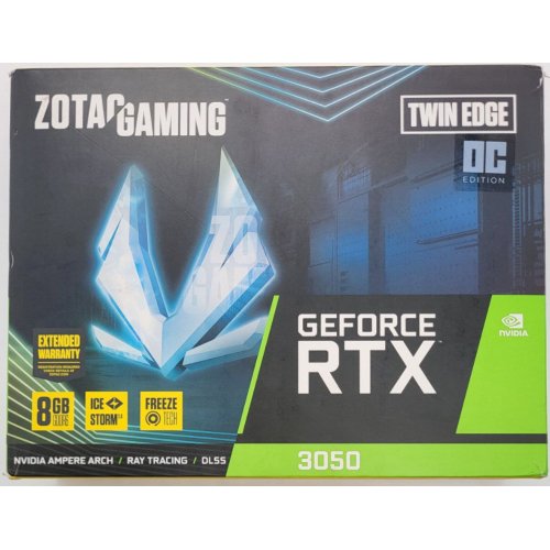 Відеокарта Zotac GAMING GeForce RTX 3050 Twin Edge OC 8192MB (ZT-A30500H-10M) (Відновлено продавцем, 845574) купити в Україні: Київ, Львів, Хмельницький, Тернопіль, Івано-Франківськ | Перевірка сумісності, низька ціна, відгуки, характеристики від TELEMART фото