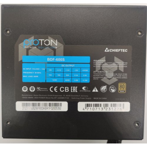 Блок живлення CHIEFTEC Proton 600W (BDF-600S) (Відновлено продавцем, 845590) купити в Україні: Київ, Львів, Хмельницький, Тернопіль, Івано-Франківськ | Перевірка сумісності, низька ціна, відгуки, характеристики від TELEMART фото