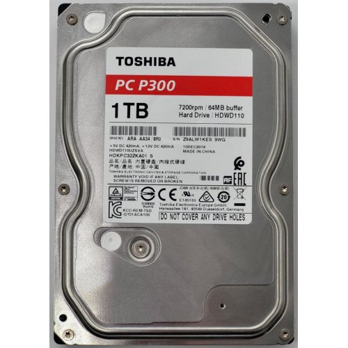 Жесткий диск Toshiba P300 1TB 64MB 7200RPM 3.5" (HDWD110UZSVA) (Восстановлено продавцом, 845661) купить в Украине: Киев, Днепр, Харьков, Одесса  | Проверка совместимости, низкая цена, отзывы, характеристики от TELEMART фото
