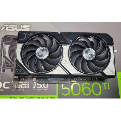 Уцінка відеокарта Asus Dual GeForce RTX 5060 Ti OC 16384MB (DUAL-RTX5060TI-O16G) (Вітринний зразок, 845921) купити в Україні: Київ, Львів, Хмельницький, Тернопіль, Івано-Франківськ | Перевірка сумісності, низька ціна, відгуки, характеристики від TELEMART фото