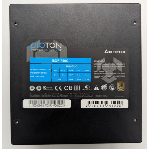Блок питания CHIEFTEC Proton 750W (BDF-750C) (Восстановлено продавцом, 846250) купить в Украине: Киев, Днепр, Харьков, Одесса  | Проверка совместимости, низкая цена, отзывы, характеристики от TELEMART фото